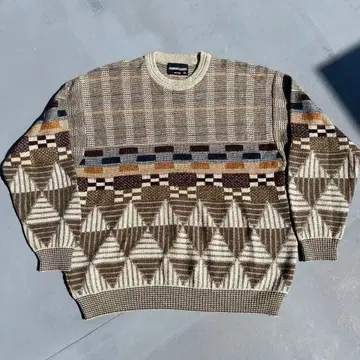 80s~90s VINTAGE 이탈리아제 총무늬 니트 울 니트 스웨터