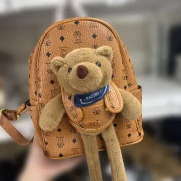 곰 봉제 인형 포함 오렌지 백팩