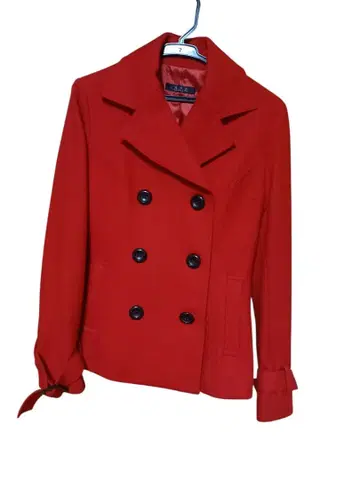 R.P.B 빨간색 더블 브레스트 피 코트