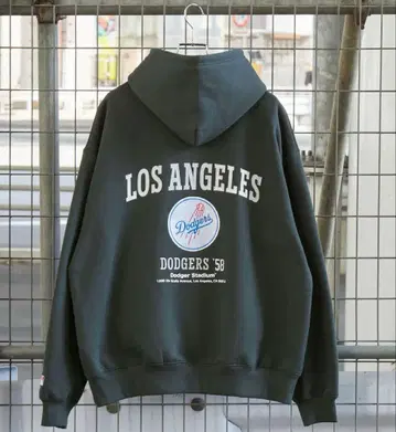 MLB 공식 다저스 로고 자수 백 디자인 속기모 후드티 후디