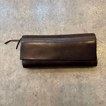 핸드메이드 다크 브라운 가죽 장지갑