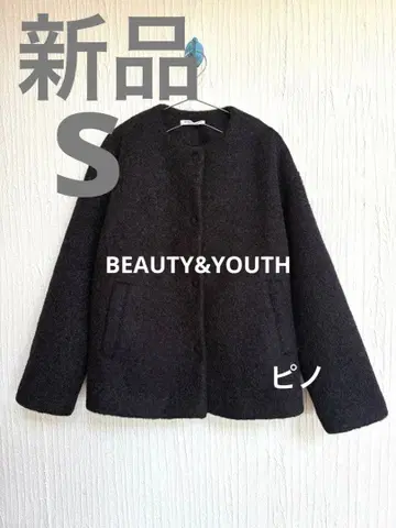 S 새상품 이번 시즌 BEAUTY&YOUTH 부클레 노카라 블루종