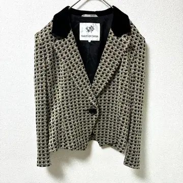 새상품급 타케오 니시다 자카드 자켓 11호 L 블랙 x 금 고급 레트로