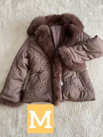 브라운 다운 자켓 퍼 포함