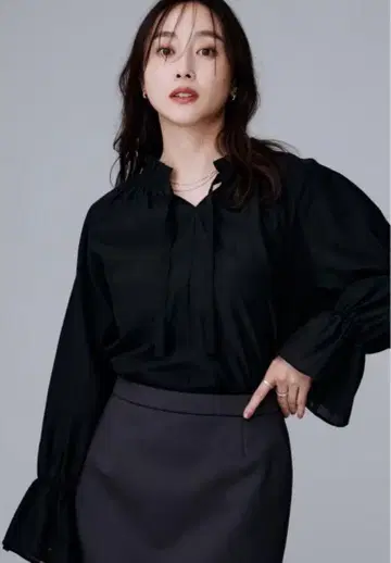 언타이틀 [캔디 슬리브/엘레강트] 프릴 개더 넥 블라우스