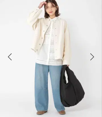 코튼 노카라 트윌 자켓 아이보리 studio CLIP