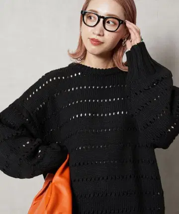 FREAK'S STORE 아이렛 니트 풀오버 블랙