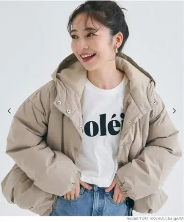 충전솜 밑단 볼륨 블루종 아우터 방한 라이트 베이지 L coca