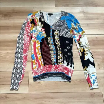 ETRO 에트로 꽃무늬 페이즐리 올 패턴 캐시미어 실크 혼방 니트탑 40