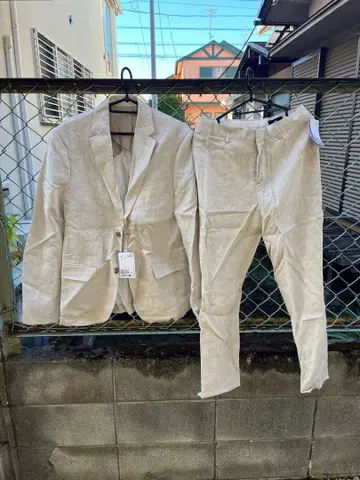 H&M 슬림핏 세트업 라이트 베이지