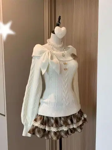 오프숄더 케이블 짜임 니트