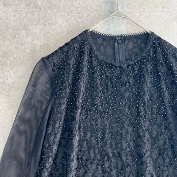 이타리야 이탈리아 디자인 블라우스 쉬폰 소매 비즈 장식 프린지 밑단 레어