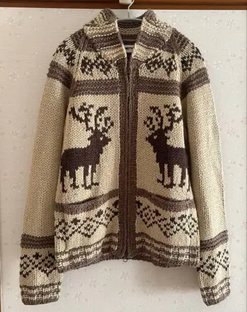 코위찬 니트 가디건 루돌프 더블 지퍼 L 사이즈 울 혼방