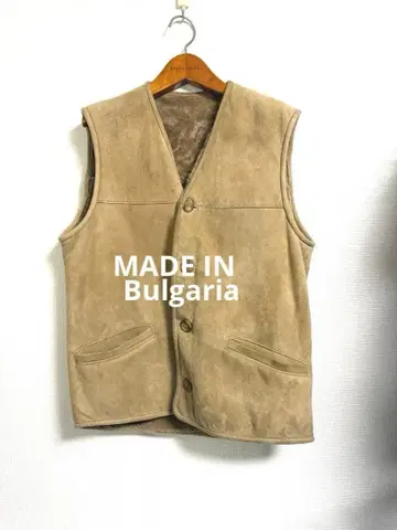 불가리제 양가죽 무스탕 보아 베스트 베이지