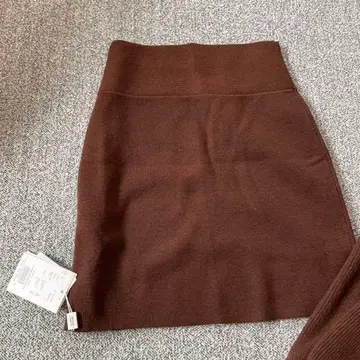 CLANE 브라운 타이트 스커트 와이드 팬츠 세트