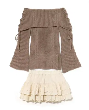 Corrie lace knit set up mocha