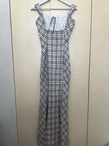 darich 체크 머메이드 롱 원피스 BLK FREE