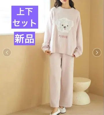 [ 새상품 ] 젤라또피케 메렝게 도그 패턴 풀오버 & 롱 팬츠 세트