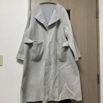 그레이 플리스풍 롱 코트