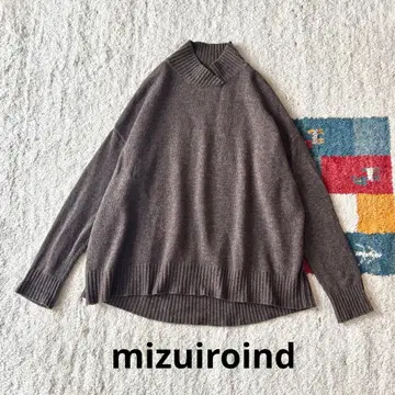 미즈이로 인드 하이넥 와이드 니트 스웨터 풀오버 루즈핏