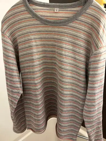 올드 유니클로 그레이 스트라이프 긴팔 티셔츠 크롭 기장