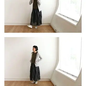 HAU 니트 플리츠 스커트 블랙