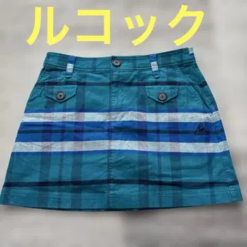 터콰이즈 체크 골프 스커트