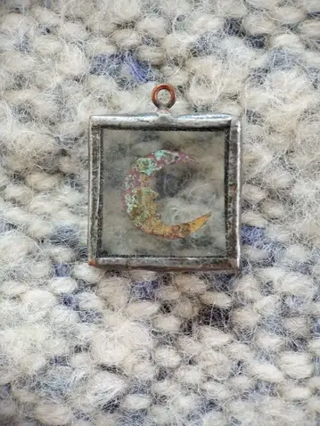 구리 초승달 펜던트 탑 앤티크풍