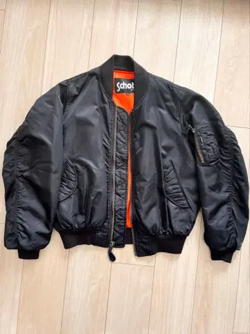 Schott MA-1 플라이트 자켓 블랙/오렌지