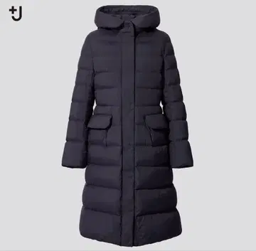 유니클로 질 샌더 +j 울트라 라이트 다운 롱 후디드 코트 S