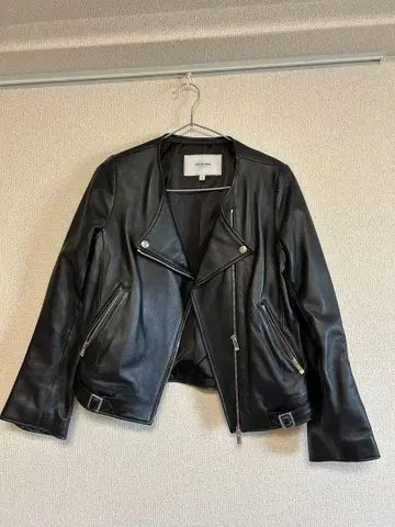 램 가죽 노카라 더블 라이더 블랙 라이더 자켓