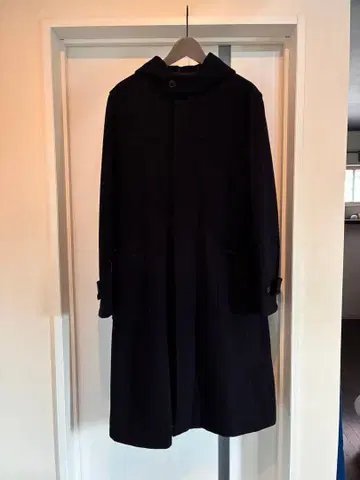 PPFM 네이비 후드 부착 울 코트