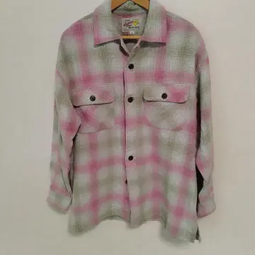 L 사이즈 WARLOCK 플란넬 셔츠 옴브레 체크 핑크