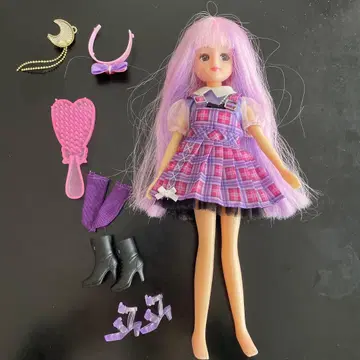리카짱 인형 본체 퍼플 머리 잡화 세트