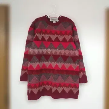 Happiness 기하학 패턴 긴팔 니트