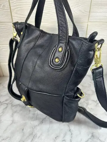 ancheri 블랙 가죽 숄더백 핸드백 2way