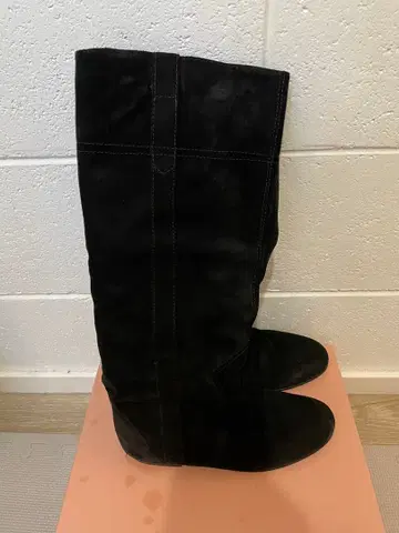 FABIO RUSCONI 블랙 스웨이드 롱 부츠 37