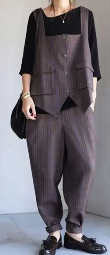 글렌체크 베스트 팬츠 셋업