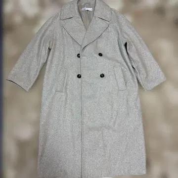 ZARA 라이트 그레이 더블 브레스트 롱 코트 M