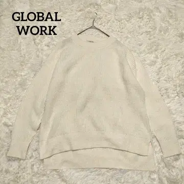글로벌 워크 긴팔 니트 스웨터 모 알카 아이보리 심플 M
