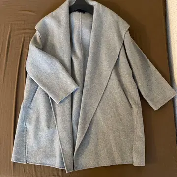 EMODA 그레이 울 혼방 후드 디자인 미들 코트