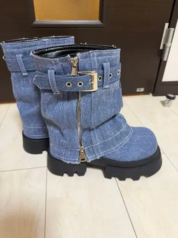 데님 통굽 부츠 지퍼 포함