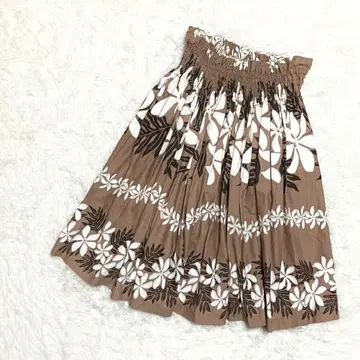 플라댄스 꽃무늬 셔링 스커트 개더 허리밴딩 하와이 무무