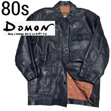 80s DOMON 도몬 가죽 카 코트 하프 코트 충전솜 퀼팅