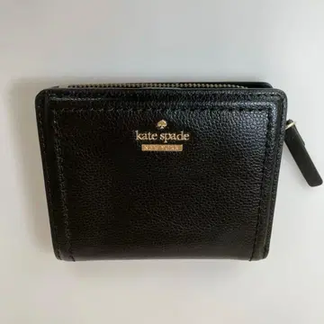 케이트 스페이드 뉴욕 블랙 가죽 접이식 지갑 블랙