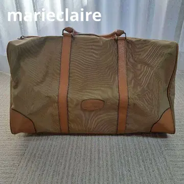 marieclaire 베이지 캔버스 가죽 보스턴 백