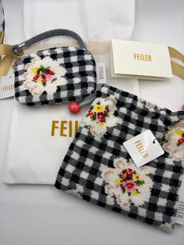 새상품 FEILER 페이러 비시 체크 미니 복조리와 사이드 파우치