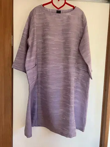 기모노 리메이크, 연보라 스트라이프 7부 소매 원피스