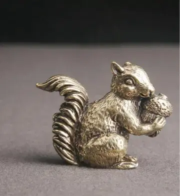 다람쥐 놋쇠 입상 앉은 빈티지 풍수 개운 금전운 리얼