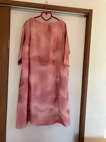 기모노 리메이크, 핑크 7부 소매 원피스 추상 무늬